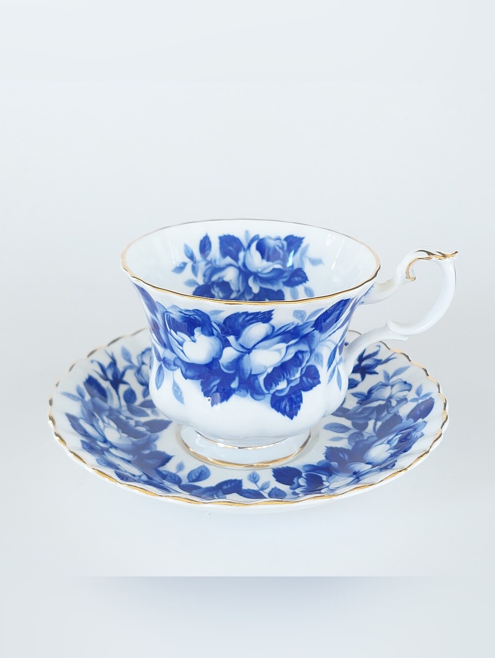 Vintage Royal Albert Aristocrat Teacup and Saucer Blue Roses